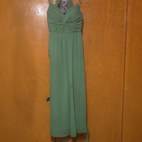 David's Bridal Green Halter Prom Dress - Picture 4 of 4